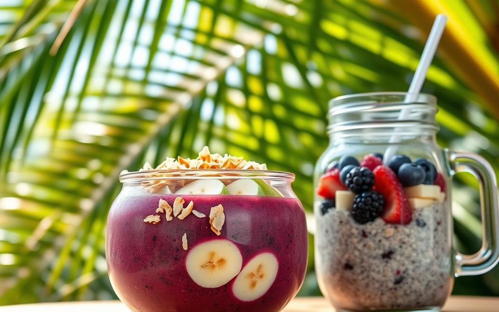 Acai Bowl and Chia Oatmeal Pudding